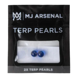 MJ Arsenal Terp Pearls pack front with two blue pearls in the window, labeled 2X Terp Pearls