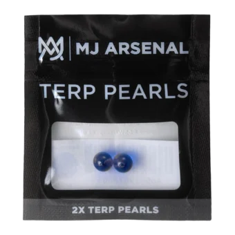 MJ Arsenal Terp Pearls pack front with two blue pearls in the window, labeled 2X Terp Pearls